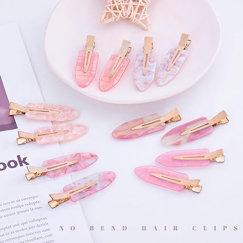 Vista 2 de No Crease Creaseless No Bend Hair Clips For Styling Non Slip Flat Clips For Makeup Hair Accessories For Women,Pink,12 PCS 40P-Rosa