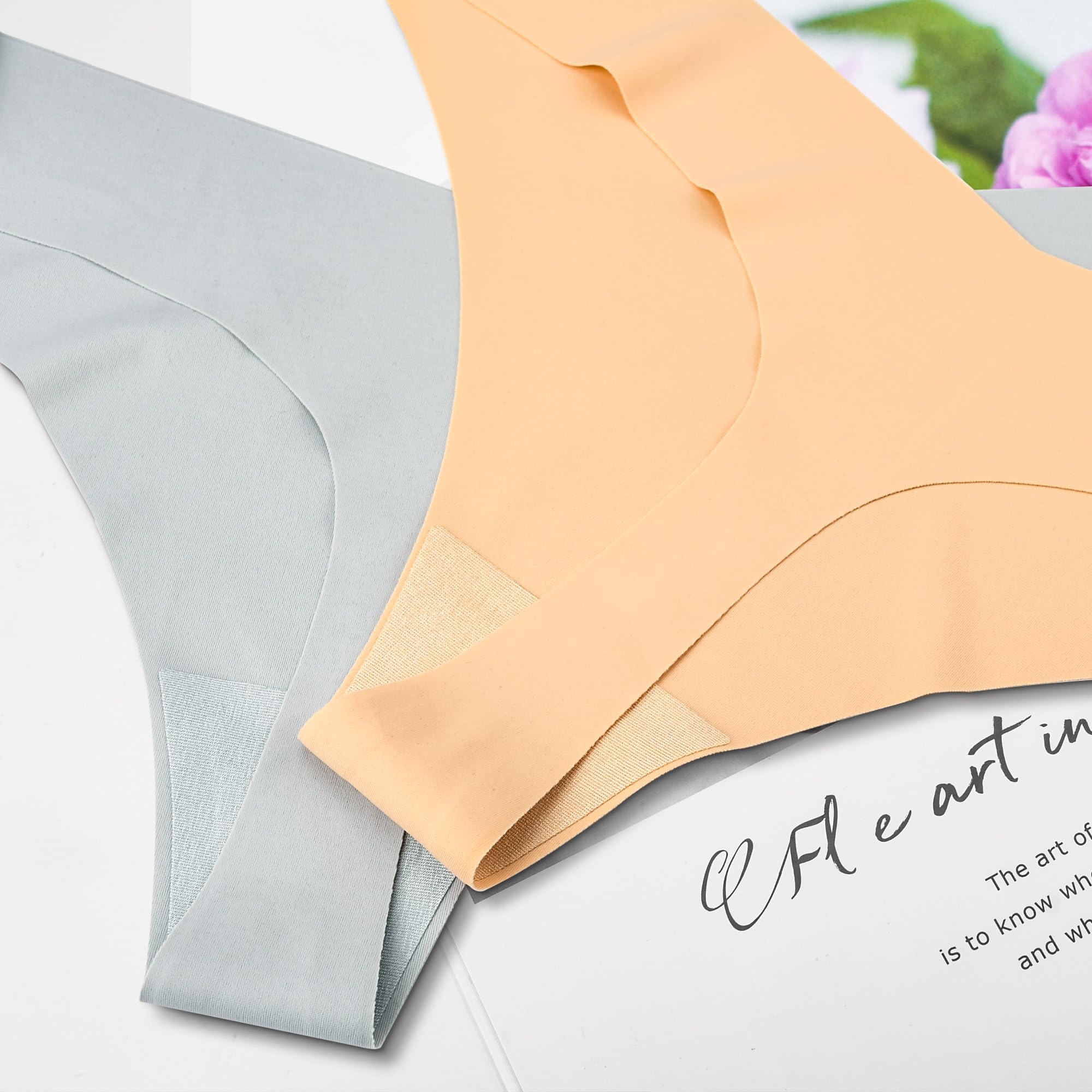 VOENXE Slip Perizoma Donna Senza Cuciture, Tanga A Vita Bassa Mutande Brasiliana,Invisibili Mutandine,Microfibra String Mutanda Biancheria Intimo,Seamless Women Thong Underwear Multipack,Pacco da 5