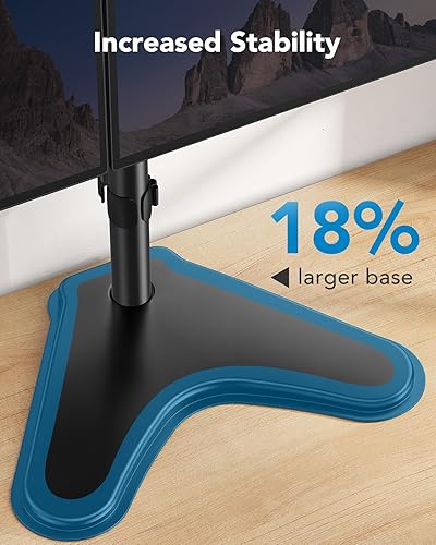 Vista 4 de HUANUO 32 inches Dual Monitor Stand up to 17.6lbs per Arm, High-Grade Aluminum Free-Standing Dual Monitors Mount for 2 Screens. Fully Adjustable