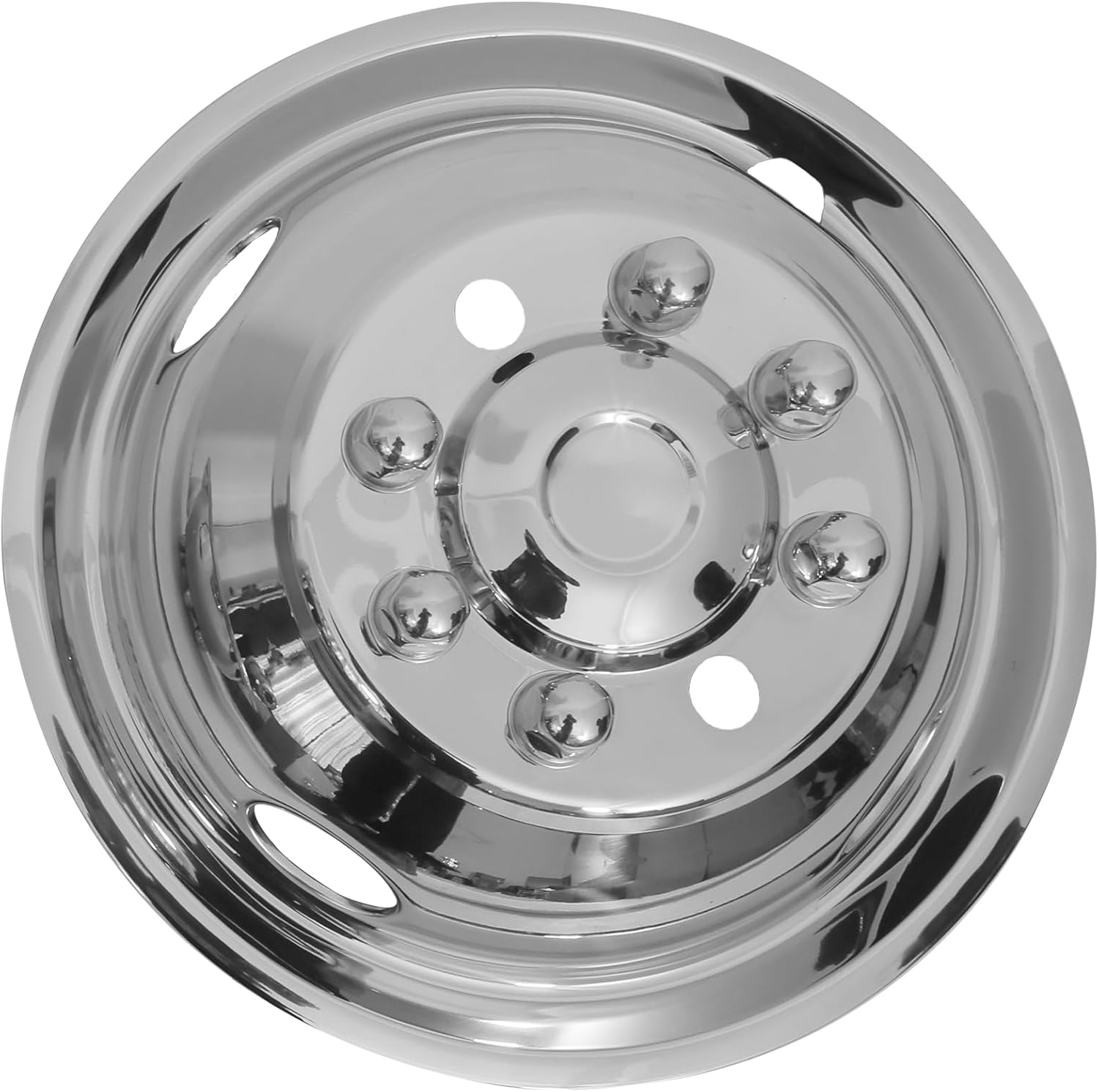 Polished 16inch 8 Lug Stainless Steel Wheel Simulator Kit 4 Vent Hole Wheel Hubcaps Fit for 2008-2025 Ford E350/E450 Van