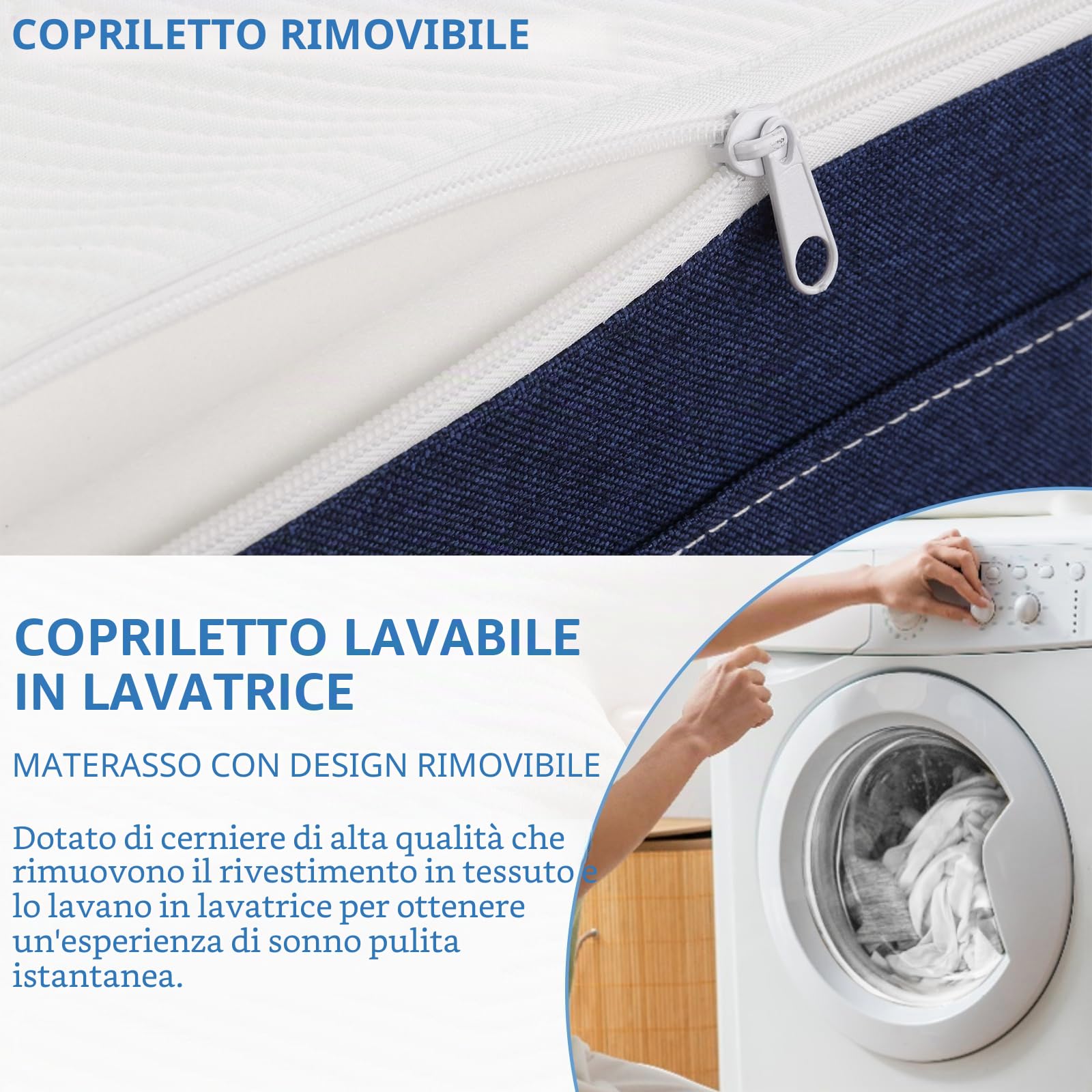 DEWINNER Materasso pieghevole triplo, 120 x 195 x 15 cm
