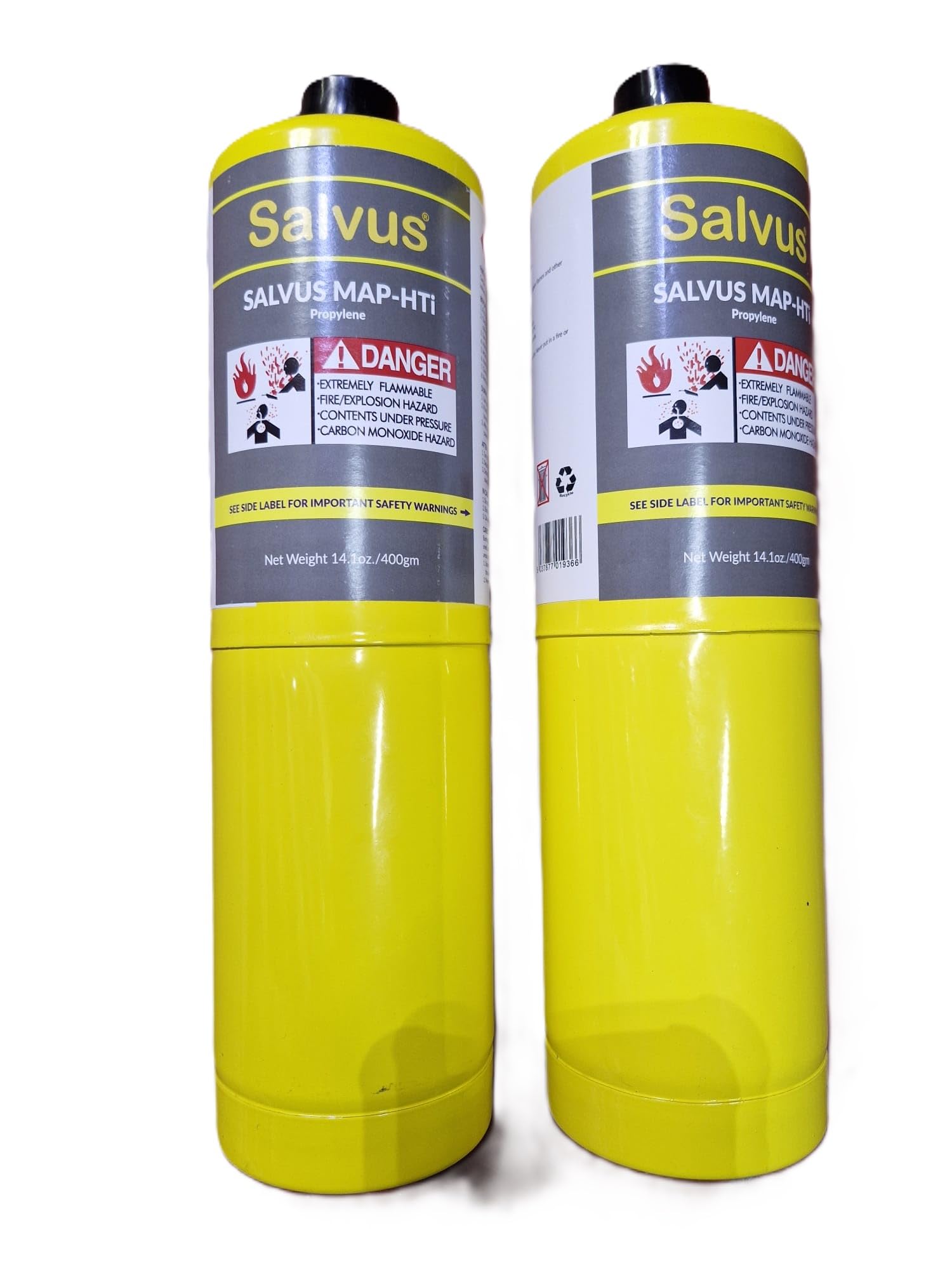 2X Salvus Map HTi Mapp Gas Bottles for Blowtorch Plumbers Soldering, Hotter Than Propane (Pack of 2)