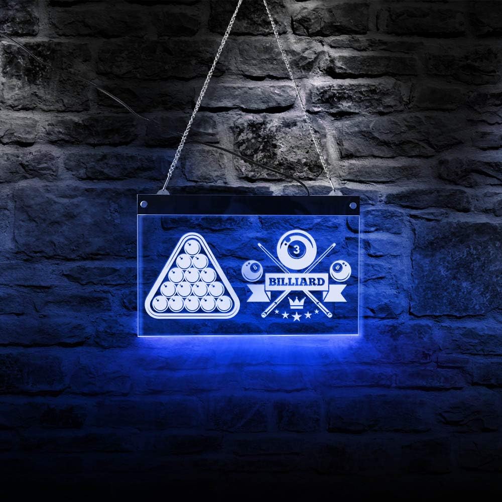 The Geeky Days LED Lighting Billiard Sign Pool Decor Billiard Room Bar Pub Man Cave Wall Art Pool Hall Decorative Neon Signs Lights Pool Player Gift