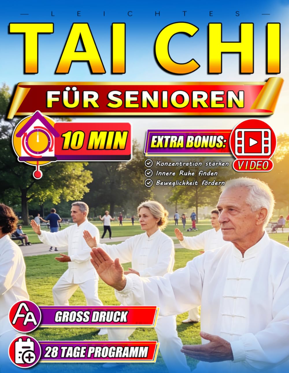 Leichtes Tai Chi für Senioren: 28-Tage-Programm für bessere Konzentration, innere Ruhe und Beweglichkeit | Sanfte tägliche 10-Minuten-Übungen für Vitalität und Entspannung