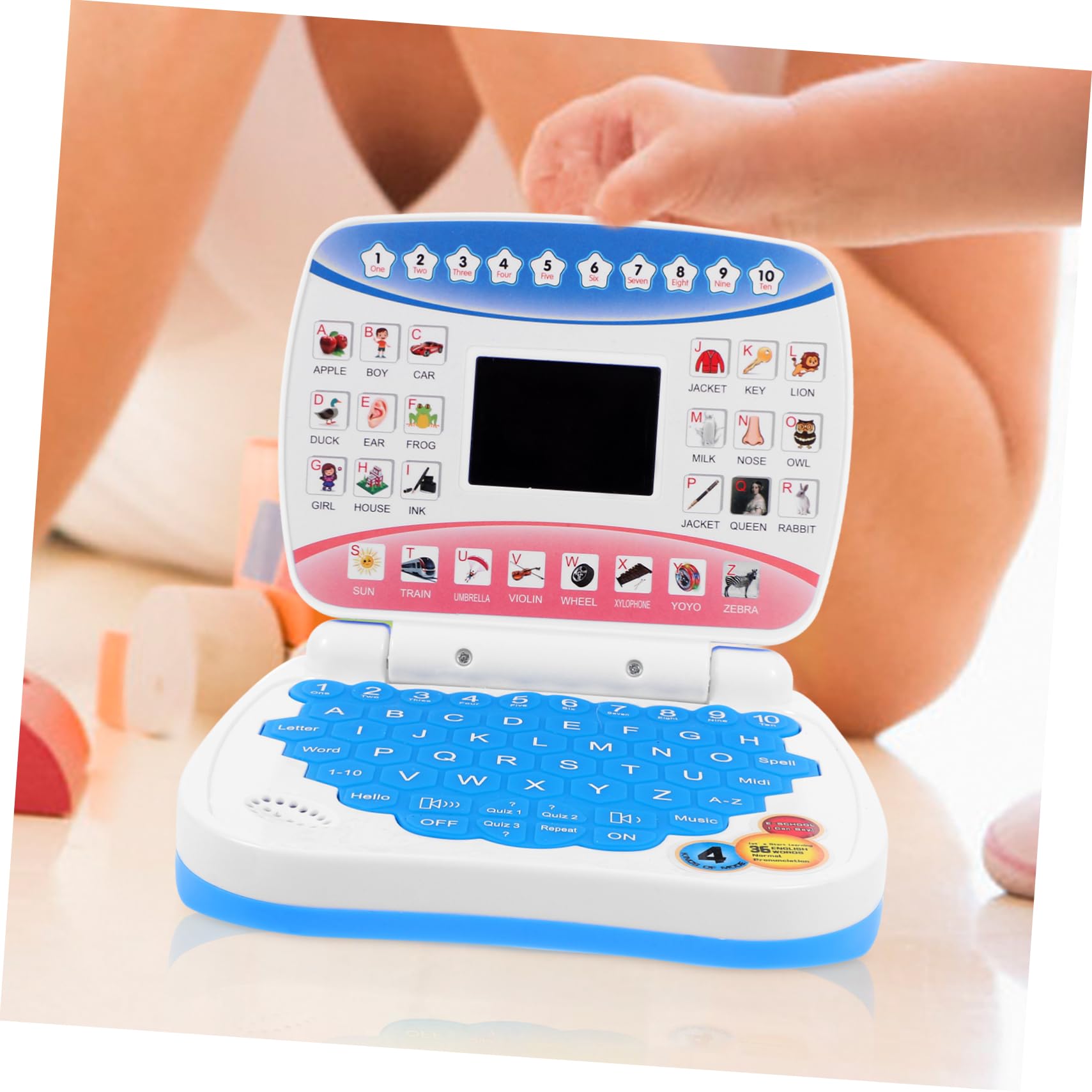 Computer Didattico per Bambini Schermo Led, Laptop Blu | Festa Scuola Decor, Musica Integrata, 3 X Aa Non Incluse, Ps e Componenti Elettronici