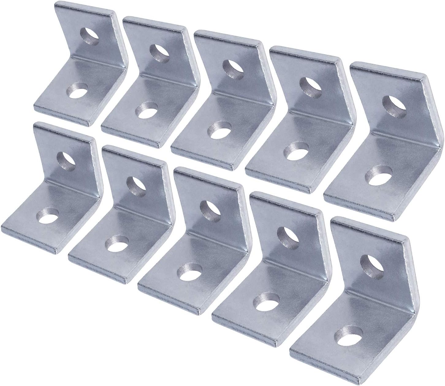 Highcraft DBC-H38-10 Heavy Duty Shelf Brackets; L Corner Brace for 3/8 in. Diameter Bolt or Threaded Rod; Max Load 250 lbs; Malleable Iron; 10 Pack