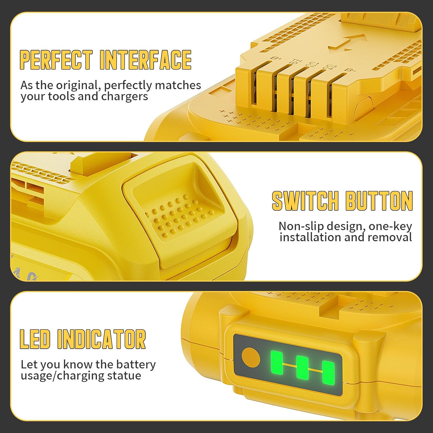DCB201 3.5Ah 2Pack 20V Battery Replacement for Dewalt 20V MAX Battery for Dewalt 20Volt Lithium-ion Battery DCB200 DCB201 DCB203 DCB205 DCV580 DCB180 for Dewalt 20V Cordless Tools Battery Replacement - Image 4