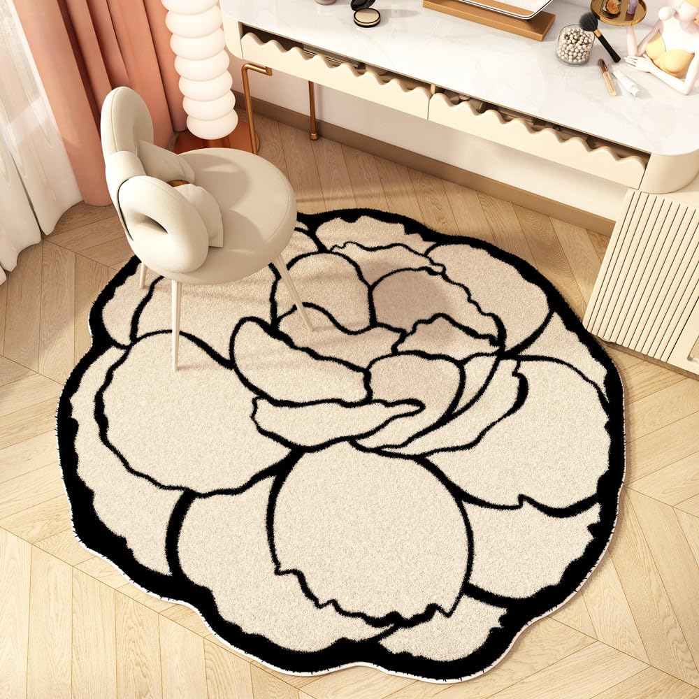 Tapis de salon moelleux à fleurs 60x60 cm pour chambre cocooning