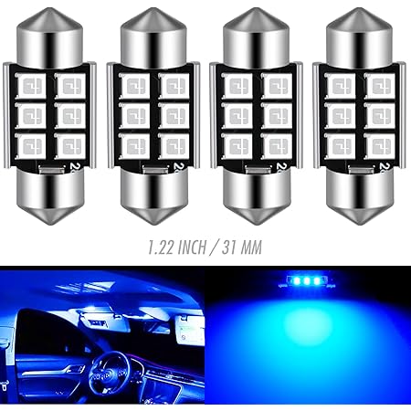 Amazon Dshiner T10 31 Mm 29 Mm 12v 6連 25smd Ledルームランプ Festoon De3175 De3021 De3022 6428 7065 キャンセラー 無極性 Canbus エラーフリー 車用led ナンバー灯 車内ランプ ウルトラブルー 青 ブルー 4個入 車 バイク