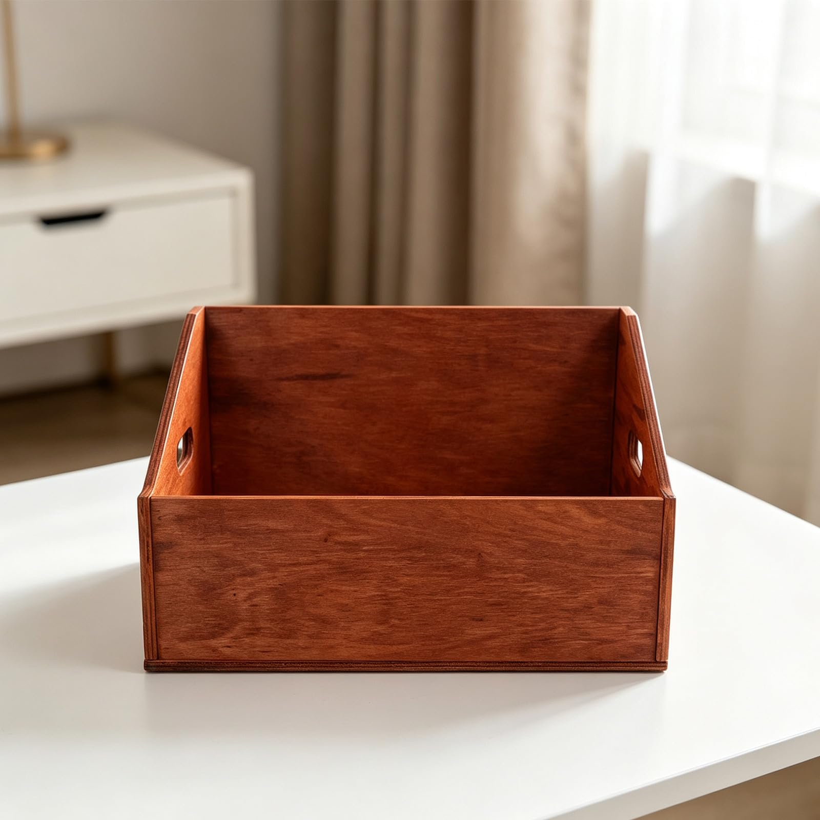 Yardwe Caja de Almacenamiento de Vinilos de Madera, Cuadrada y Portátil