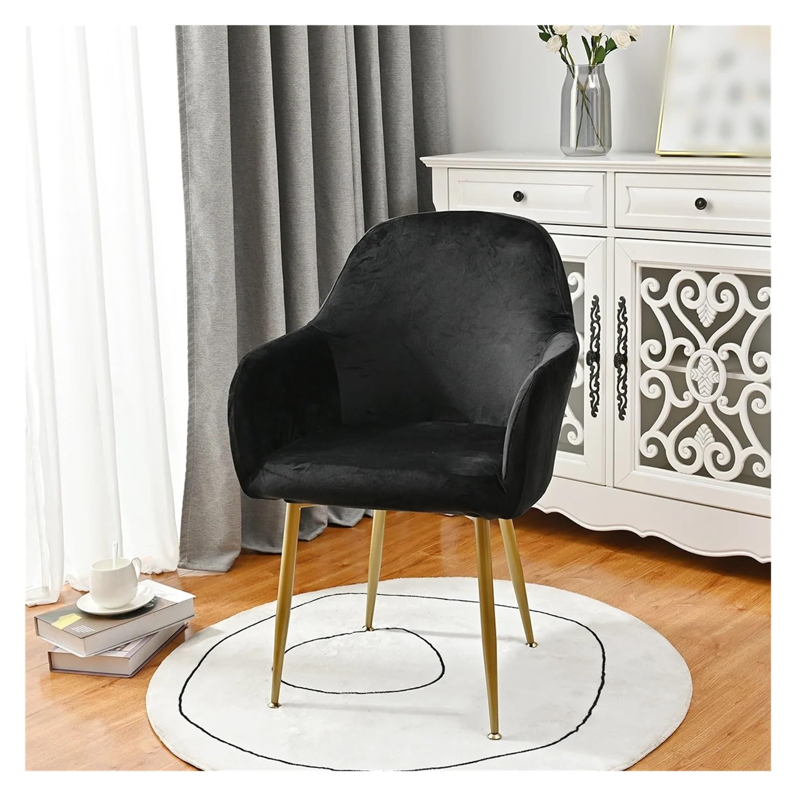 ADRLOPFE Chair Cover High Armchair Cover Elastic Velvet Chair Covers Fabric Washable Dining Slipcovers Office(Color 6)