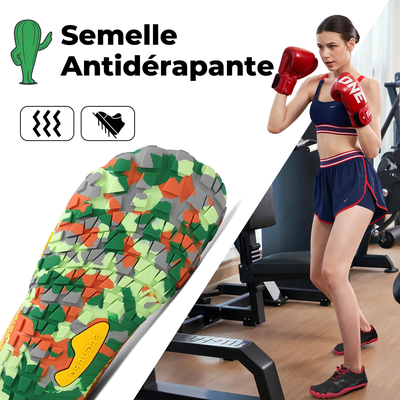 SAGUARO Chaussures Minimaliste Homme Femme Barefoot Shoes Chaussures Pieds Nus Antidérapantes Barefoot Chaussures de Trail Chaussure Randonnée pour Semelle Zero Drop EU GR.36-48