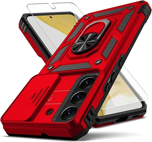 Miniatura 1 de Funda para Samsung Galaxy S22, con cubierta para lente de cámara, protector de pantalla HD, grado militar anillo de montaje en coche con soporte