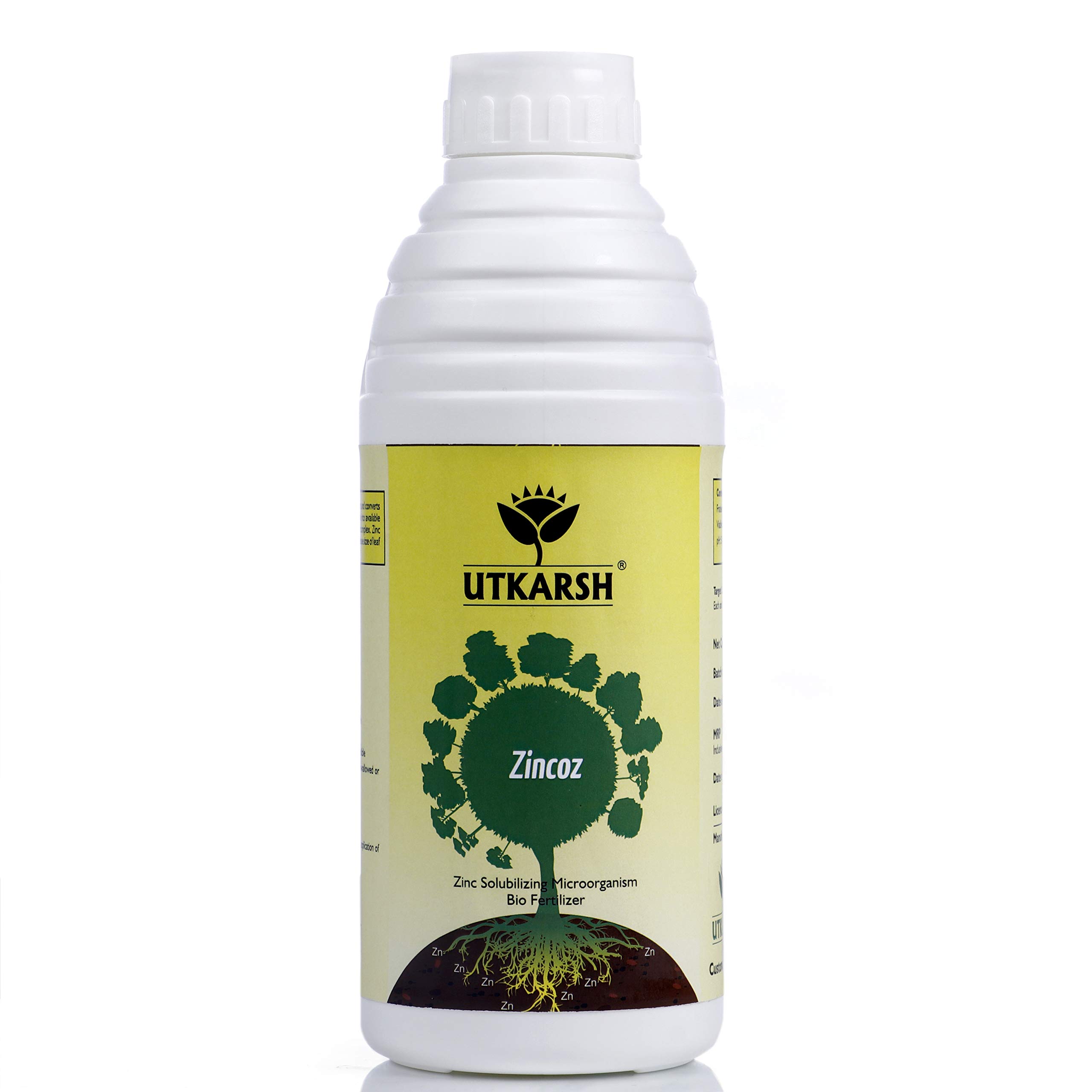 Utkarsh Zincoz (Zinc Solubilizing Microorganism) BioFertilizer for Natural Zinc, Increases Leaf Size & Promotes Healthy Green Foliage of Plants, Improves Internode Length (1 Lit; Pack of 1) (B07FL4XR23) Amazon Price History, Amazon Price Tracker