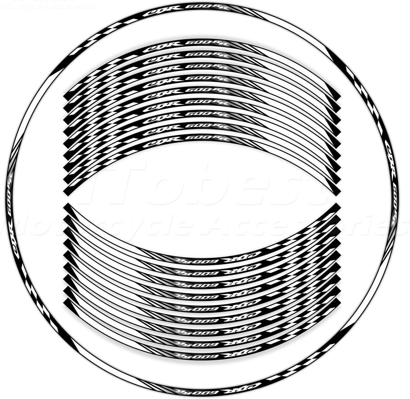 CBR 17 inch Wheel Rim Stickers Decals Tape Compatible with CBR600RR 2003-2025 F5 Motorcycle Reflective Rim Tapes Sticker Stripe (White)