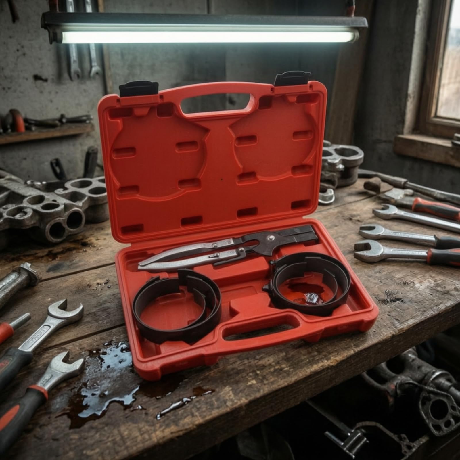 predolo 7 Pezzi Pinza Stringifasce con Valigetta Professionale Valigetta Rigida Regolabile Pinze per Autoriparatori, Del da, Garage