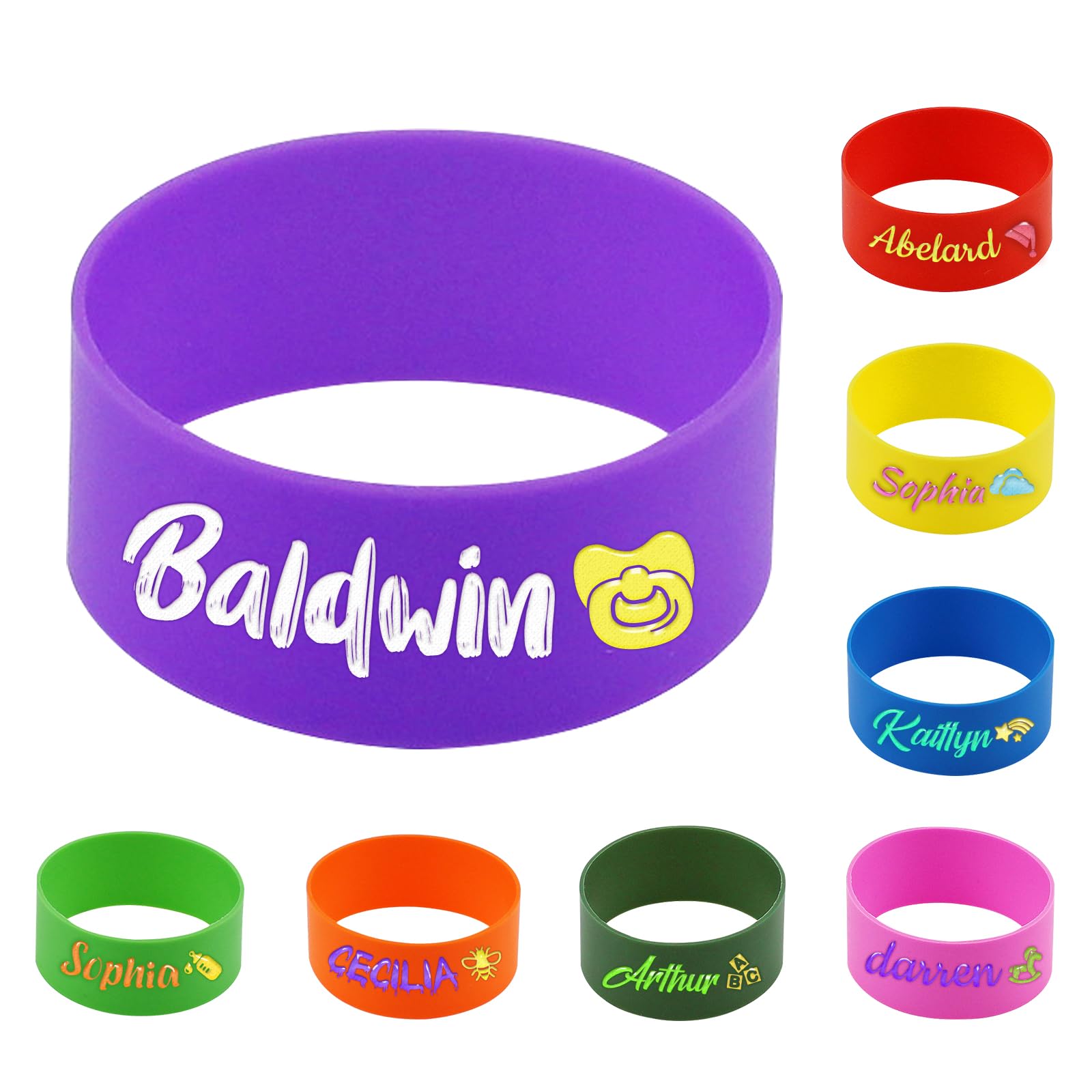 1 Pcs Personalised Water Bottle Name Bands, Waterproof Labels, Silicone Tag Washable Sippy Cup Strap Daycare Labels for Boys Girls ā image 1