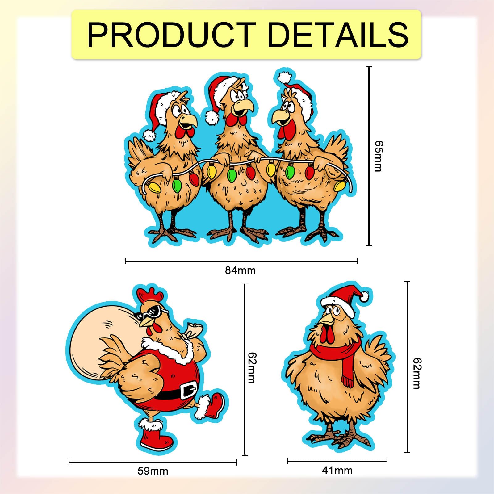 GLOBLELAND Christmas Cartoon Chicken Clear Stamps and Metal Die Cuts Funny Animals Transparent Stamp Happy Christmas Cutting Dies for Card Making Embossing Scrapbooking - Image 2