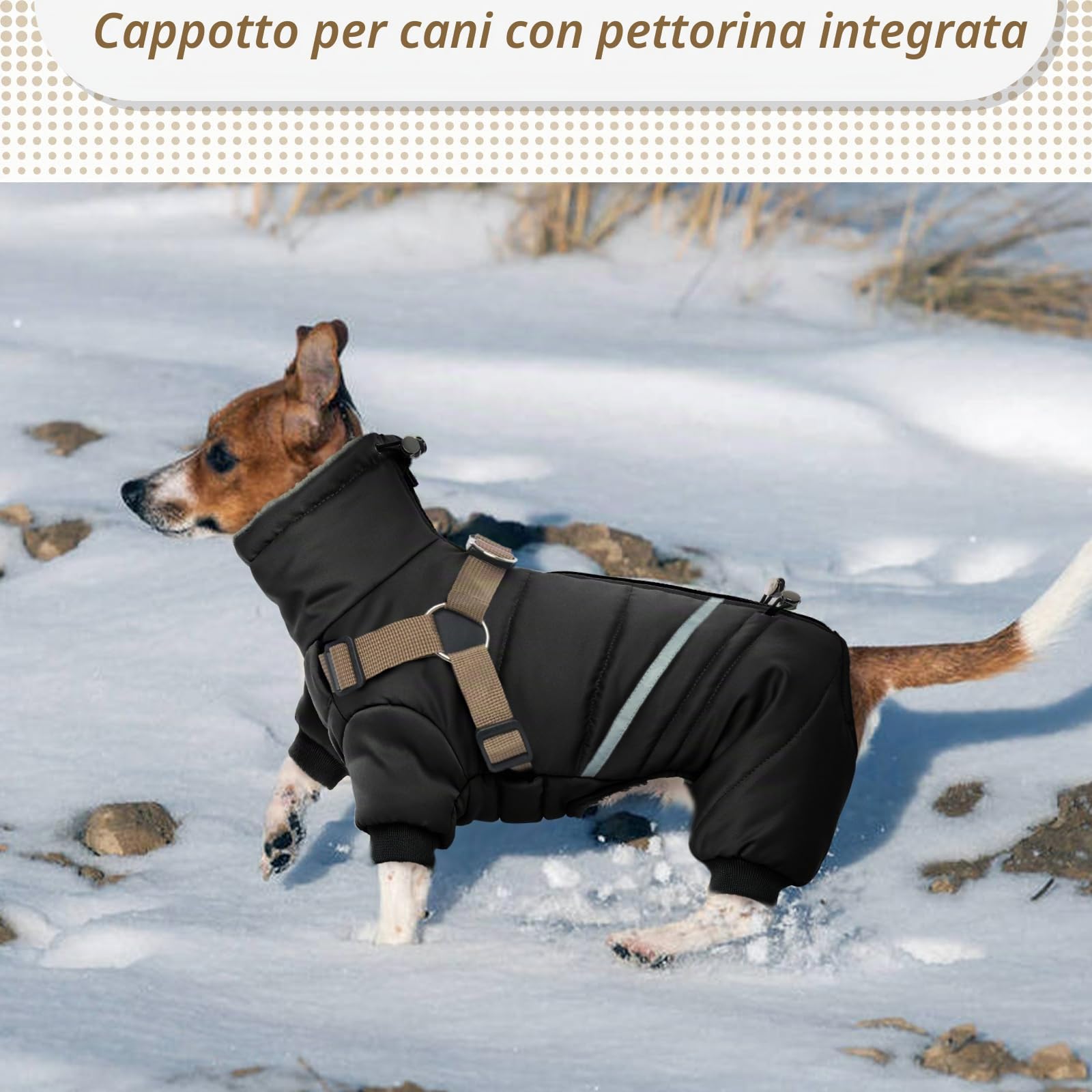 Cappotto Cane, Cappotti Per Cani Impermeabili Con Imbracatura, Cappottino Cane Taglia Piccola Media Grande, Vestiti Per Cani, Cappottino Imbottito Per Cane, Giubbotto Cane Antivento S-Xl