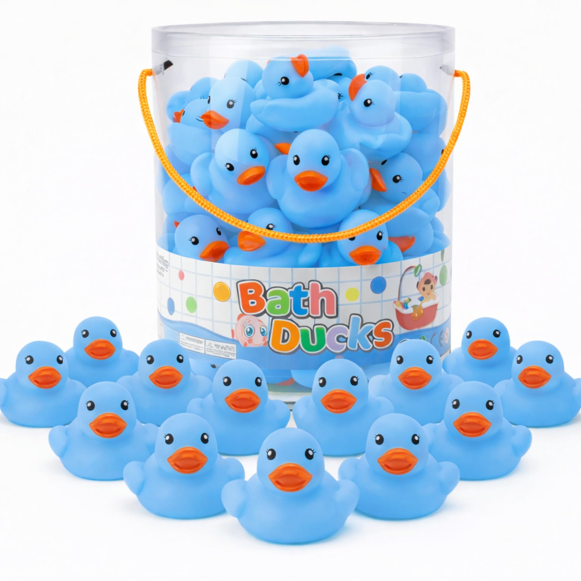 36 Pieces Classic Rubber Duck Bath Toys - No Holes BPA Free Floating Duckies for Boys Baby Shower, Party Favors, Kids Gifts (Blue)