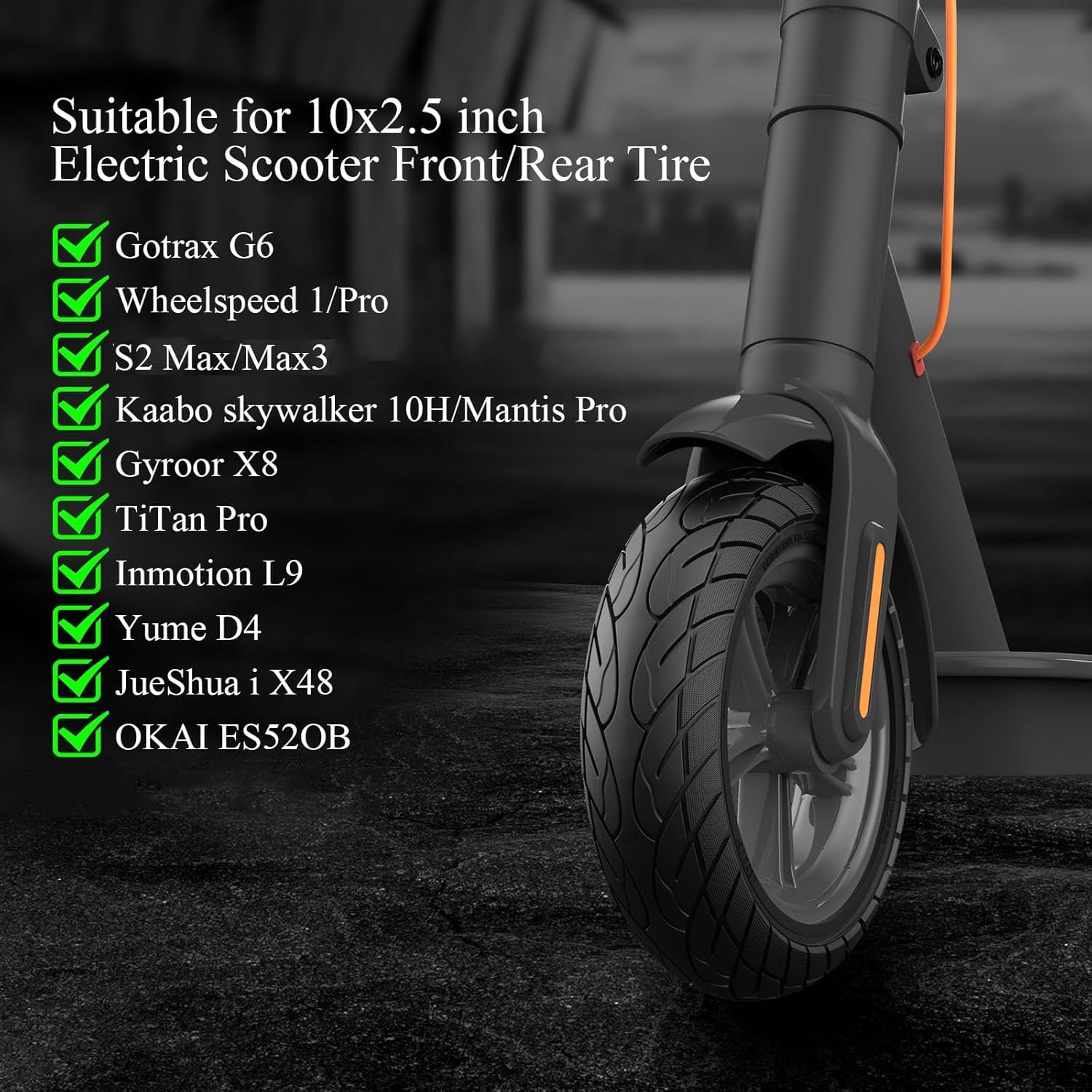 OUXI Pneumatico Solido 10x2.5 Pollice Pneumatici Pieno 10x2.5 Anti Scivolo, Pneumatico Solido Per Scooter elettrico Ad Alto Rimbalzo E Assorbimento Degli Urti