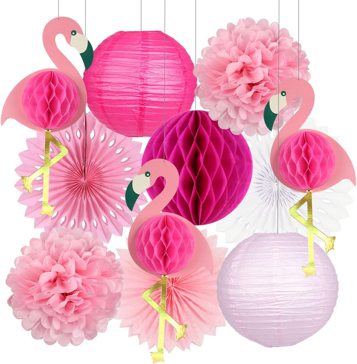 zilue Tropical Party Decorations Pink Flamingo Party Supplies Pom Poms Flower...