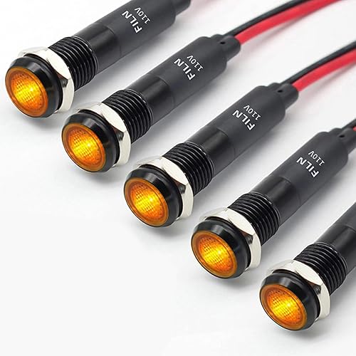 Miniatura 17 de 5 piezas de luz indicadora LED de 8 mm (5/16'') 12V 24V de metal, impermeable IP67, aplicable a automóviles, máquinas de café, lámpara piloto
