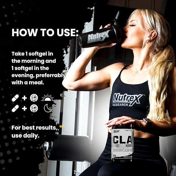 Nutrex Research Conjugated Linoleic Acid Cla 1000 Mg Softgels from Safflower Oil Stimulant Free Formula for Metabolism Support Dietary Supplement 90 Count