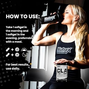 Nutrex Research Conjugated Linoleic Acid Cla 1000 Mg Softgels from Safflower Oil Stimulant Free Formula for Metabolism Support Dietary Supplement 90 Count