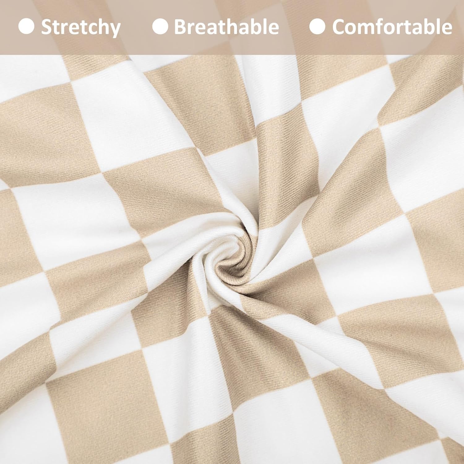 DILIMI Nursing Pillow Cover, Stretchy Removable Case for Breastfeeding Pillows, Ultra Soft Comfortable Slipcover for Baby Girl and Boy, Light Brown Checkerboard - Image 2