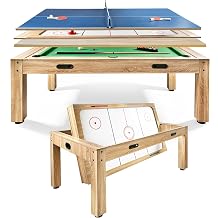 7FT 4-in-1 Multi Game Table, Convertible Combo Game Table with Pool, Air Hockey & Ping Pong Function, All-in-One Dining Craft Table with Full Accessories for Home Game Room