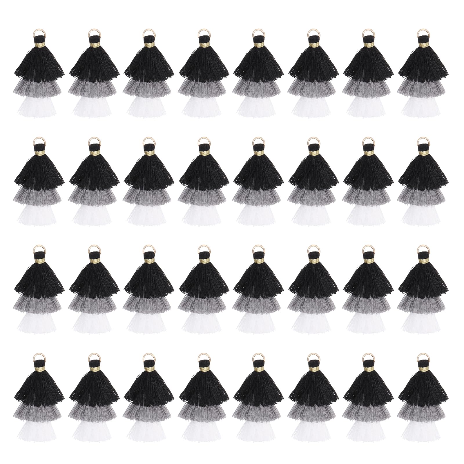 Mini borlas de tres capas para hacer llaveros y colgantes estilo boho artesanales de 1.6 pulgadas