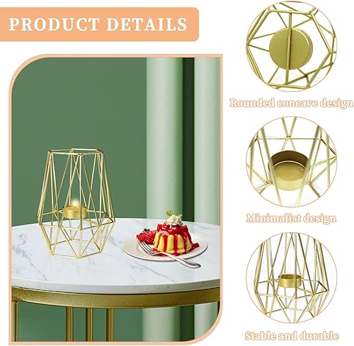 Miniatura 3 de 1 portavelas votivas geométricas doradas, portavelas huecos de metal para velas de té, soporte de vela para boda, mesa de Navidad, centro de mesa,