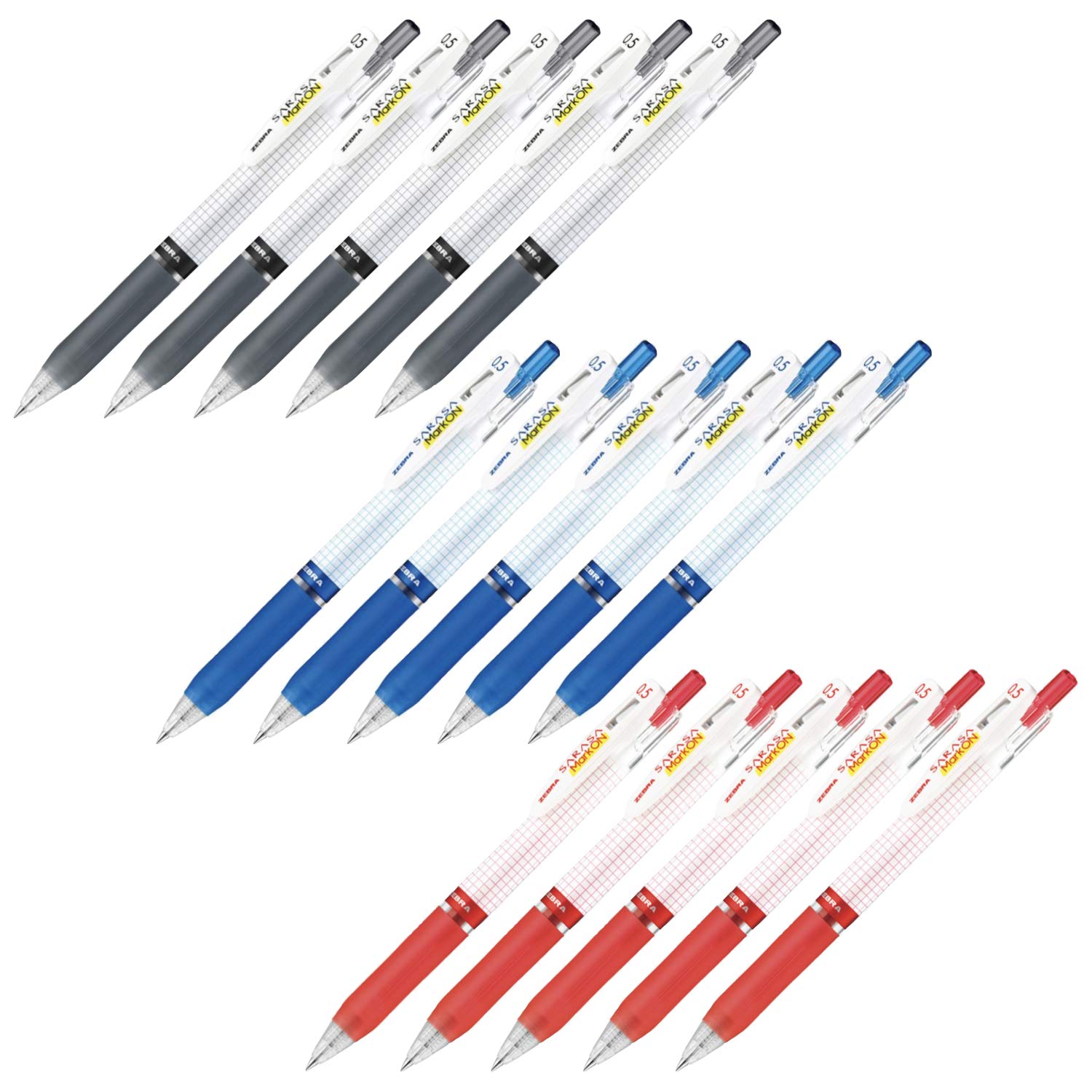 Sarasa Zebra Mark on Gel ink ballpoint pens ink 3color set (black,blue,red) 0.5mm total 15