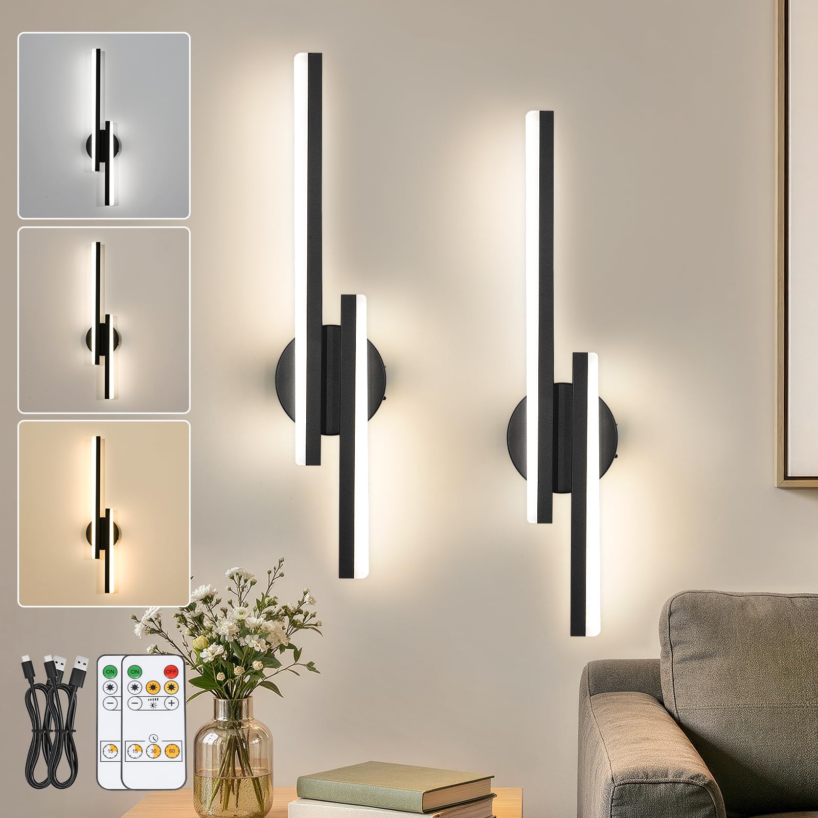Kimjo Rechargeable Wall Lights Indoor, Battery Wall Lights for Living Room