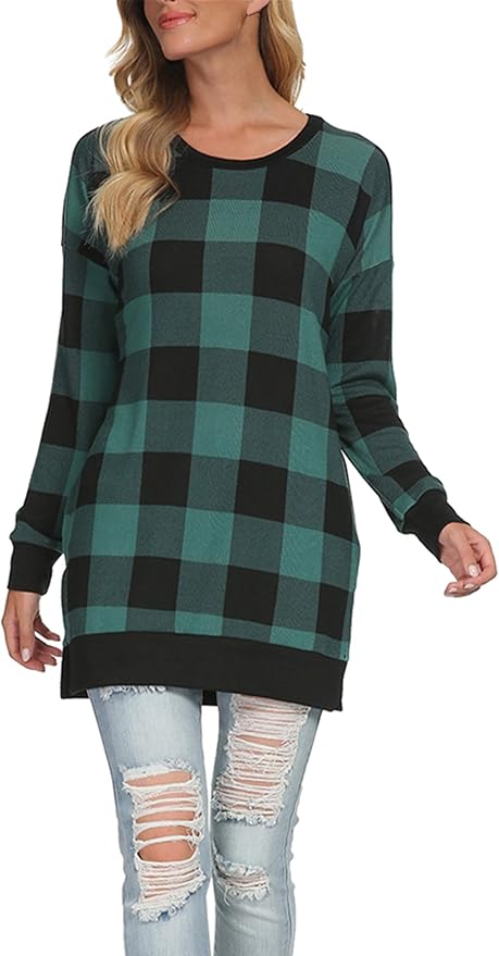 levaca Women's Fall Long Sleeve Side Split Loose Blouses Casual Pullover Tunic Tops