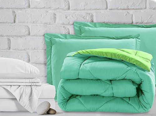 Miniatura 2 de Elegant Comfort Juego de sábanas y edredón de 7 piezas, lujoso de 1500 hilos, 7 piezas, tamaño King dividido, juego de sábanas y edredón, resistente