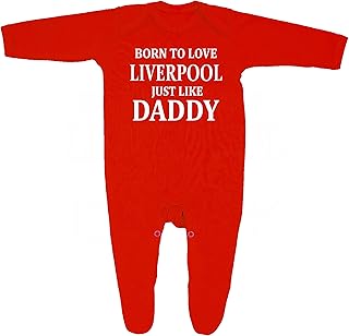 Generic Baby,Clothing,Baby Boys 0-24m,Sleepwear & Robes,Sleepsuits 'Born To Love Liverpool Just Like Daddy' Baby Boy Girl Sleepsuit Designed and Printed in the UK Using 100% Fine Combed Cotton