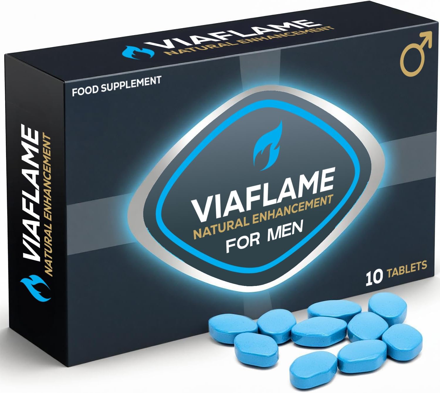 Viaflame - 10 Tablets - Natural, Strong - Power & Performance for Men - Fast Acting, Manufactured in The UK
