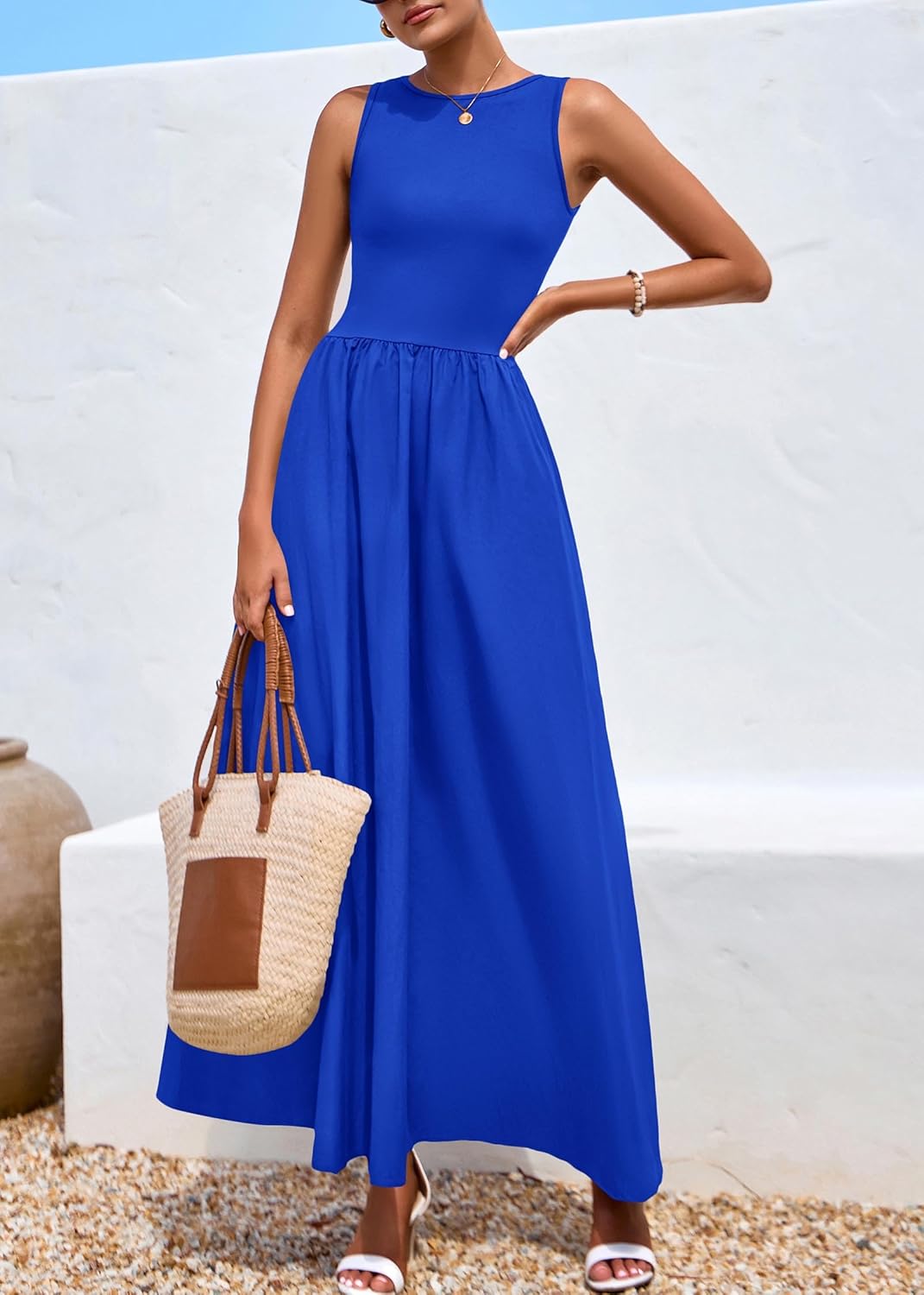 KIRUNDO Summe Sleeveless Maxi Dresses for Women 2026 Spring Wedding Guest A Line Tank Elegant Flowy Beach Long Sundress - Image 7