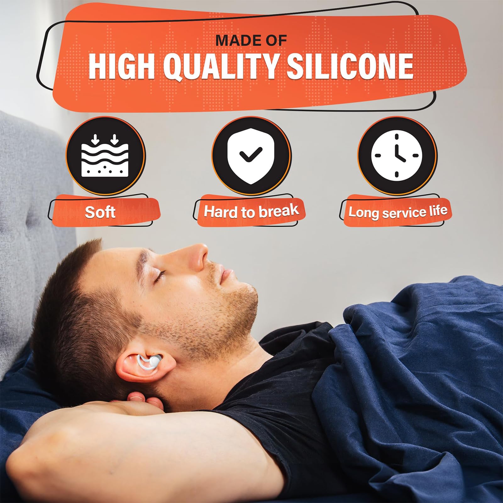3 Paires Bouchon Oreille, Bouchon Anti Bruit Matériau en Silicone Souple, Bouchons D'oreilles pour Dormir Anti Bruit 38dB, Super Doux et Réutilisables, pour Concerts, Travailler, Voyager