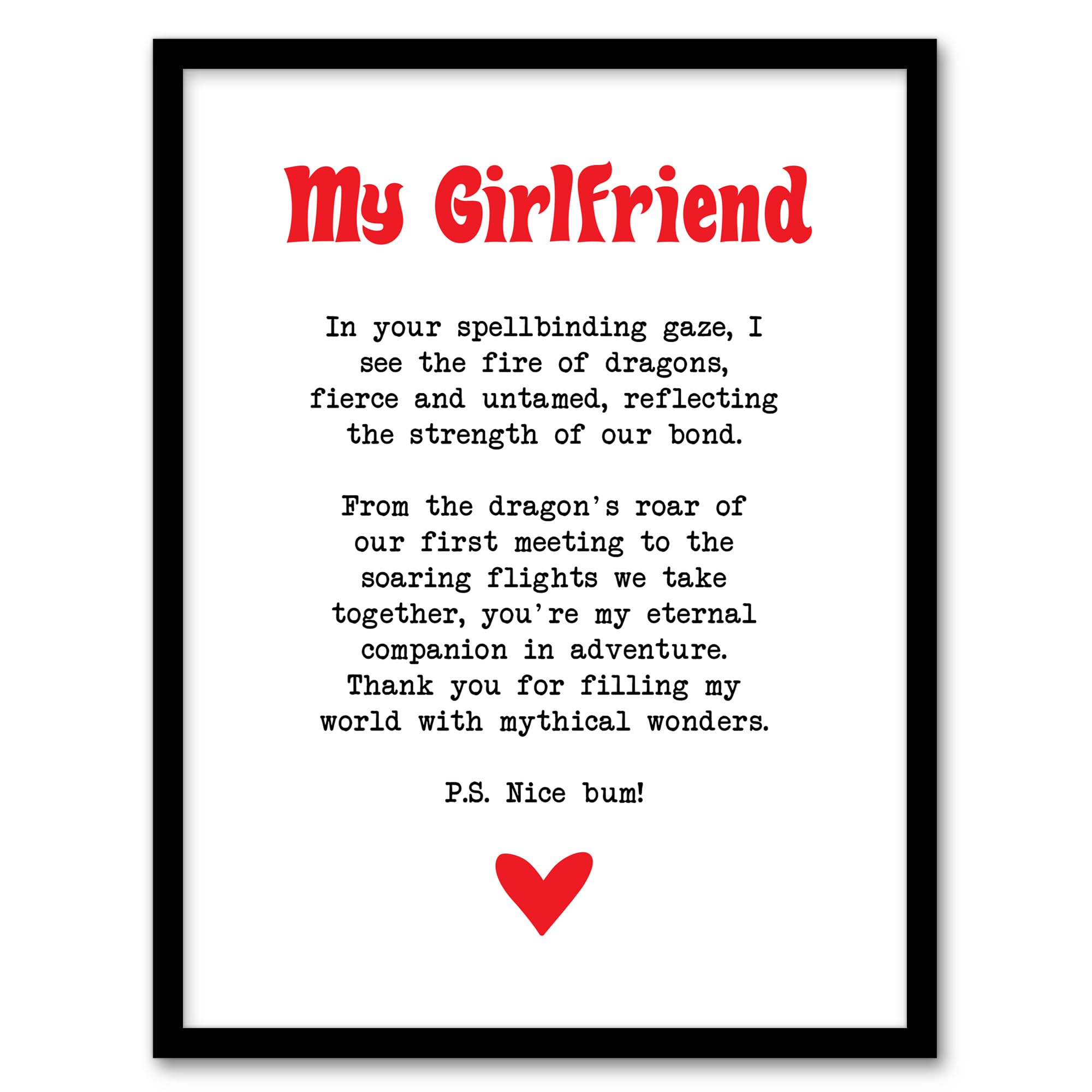 Artery8 Love Poem Role Play Game Nerd Girlfriend Romantic Wall Art PrintA4 Size from B&Q