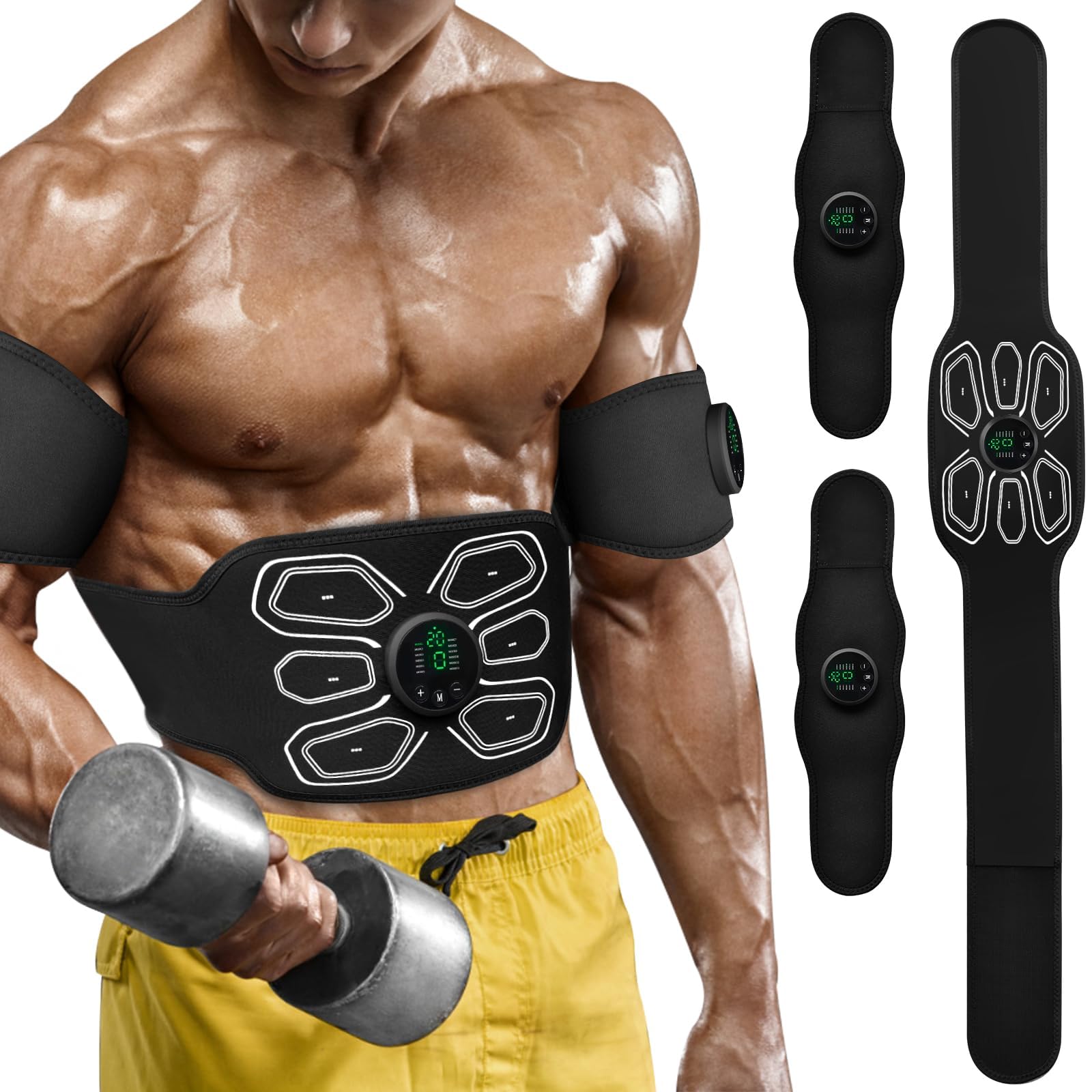 Azonee Ab Stimulator, Abdominal Toning Trainer, Electronic Strength Training Waist Belt and Armband, EMS Fitness Strength Training Workout Equipment for Men and Women for Enhanced Core Strength