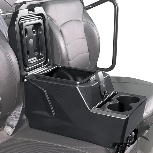 StarknightMT Caja de Reposabrazos de Consola Central UTV con Portavasos, Ajuste Universal para Asiento de Banco, Almacenamiento Compatible con