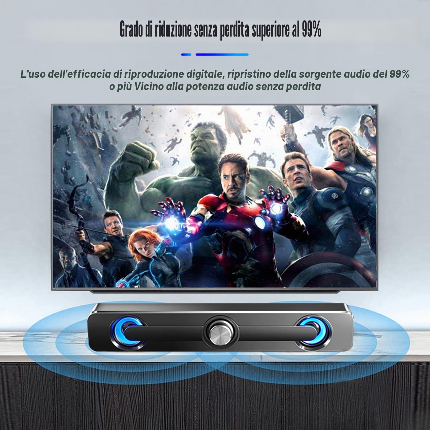 Soundbar per PC/Laptop,Casse PC,Altoparlante da Gioco Con Fantastiche Luci LED,Alimentazione USB, Jack da 3,5 mm, Altoparlanti PC per Computer, Mobile, Tablet,laptop