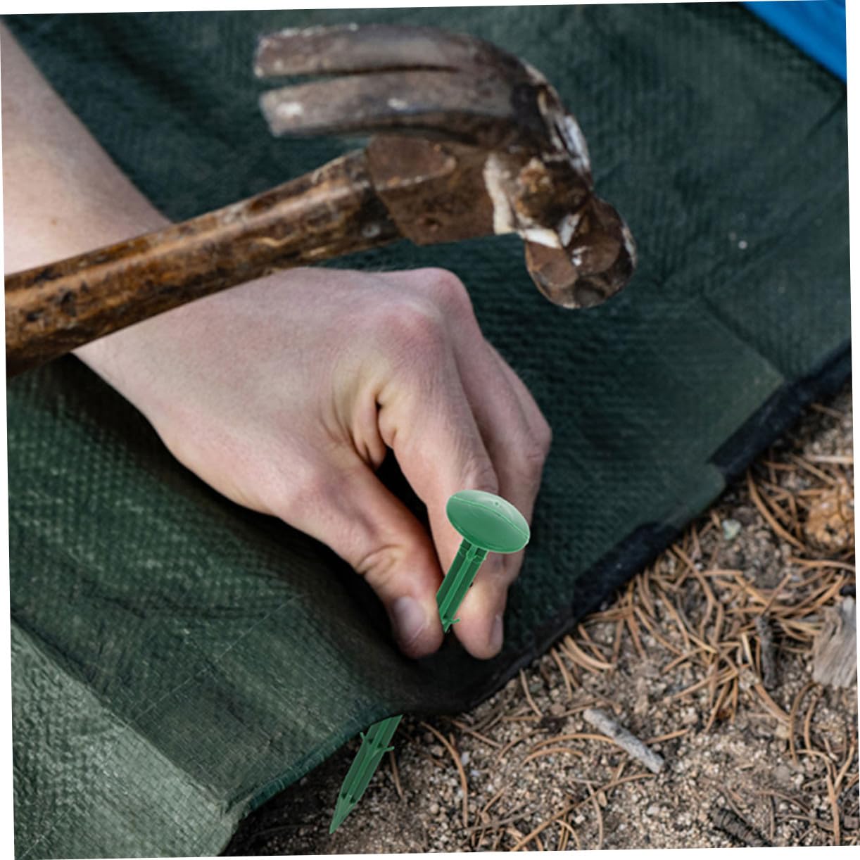 DOITOOL Picchetti di Plastica per Terra 150 Pezzi, Chiodi per Fissaggio Teli Antiparassitari e Giardinaggio, Picchetti Verdi 11 Cm per Esterni, Ancoraggio per Tende e Prato, Uso Giardino