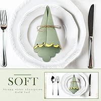 Vista 5 de Panelee Paquete de 100 servilletas de cóctel verde salvia con lámina dorada de 2 capas de postre plegadas de 5 x 5 pulgadas, servilletas desechables