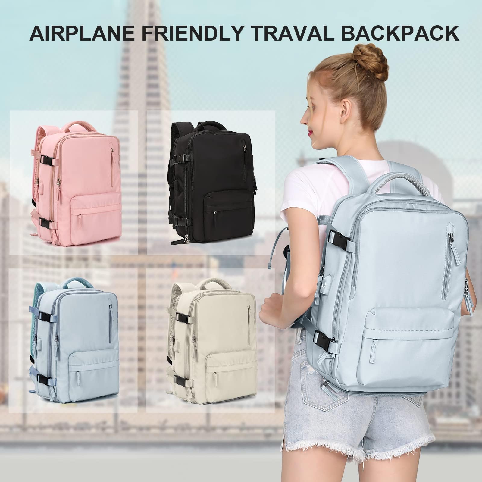 SZLX Borse da Cabina per Easyjet 45x36x20 Zaino da Viaggio Donna Ryanair 40x20x25 Bagaglio a Mano con porta usb zaino da viaggio aereo bagaglio a mano zaino per laptop Casual Daypack