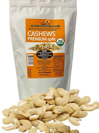 Organic Raw Cashews by eSutras Organics, Delicious nuts for snacking, baking, Fresh, tasty and healthy 14 oz