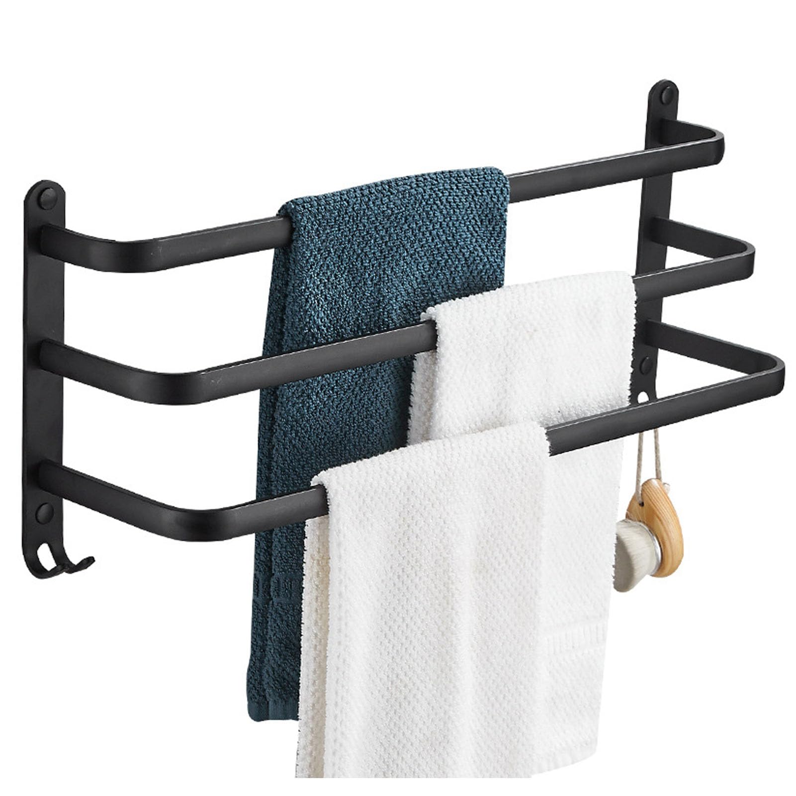 Porte-serviettes mural en aluminium premium anti-décoloration à 3 barres pour salle de bain